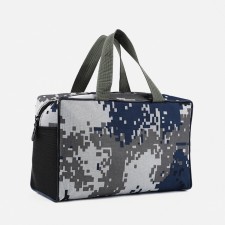 Cosmetic bag with a grid, blue color
