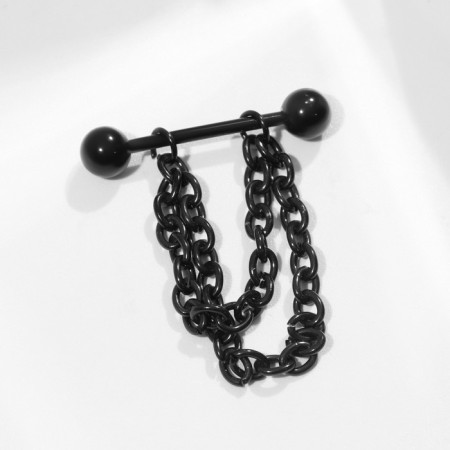 Piercing for the chest "bar" with chains, black color