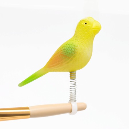 Toy for birds "Bird" on the spring, 11.9 x 3.4 x 12.5 cm, yellow