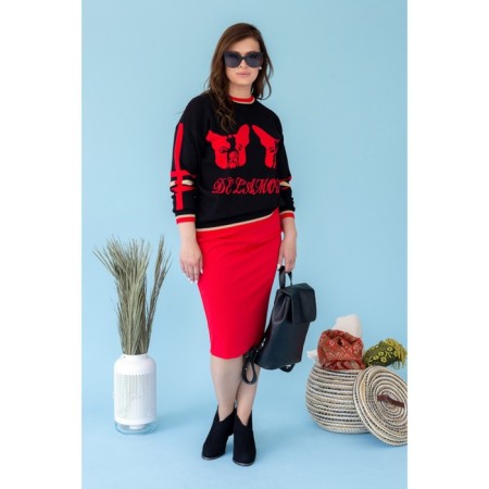 Female skirt, size 42, red color-2