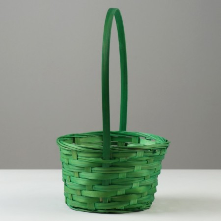 Wicker basket, D19 x 9.5 x 32 cm, green, bamboo-2