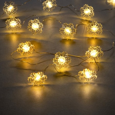 Garland “thread” 2 m dews with nozzles “snowflake”, ip20, silver thread, 20 LED, glow warm white, 2 modes, AAX2