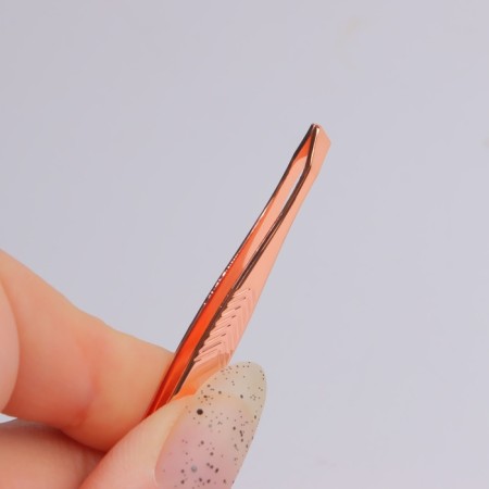 Pinzet begged, narrow, 9 cm, color pink gold-2