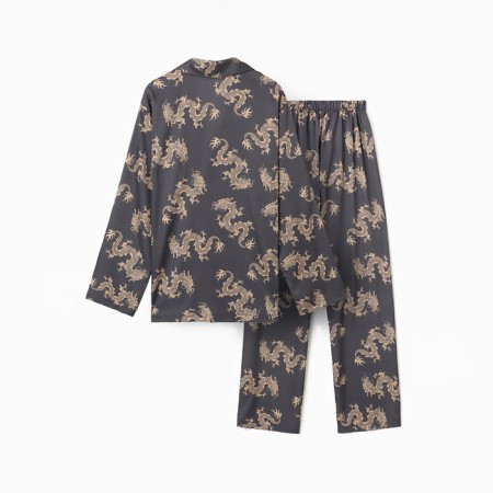 Pajama men's (shirt and trousers) kaftan "Dragon" size 54, graphite-6