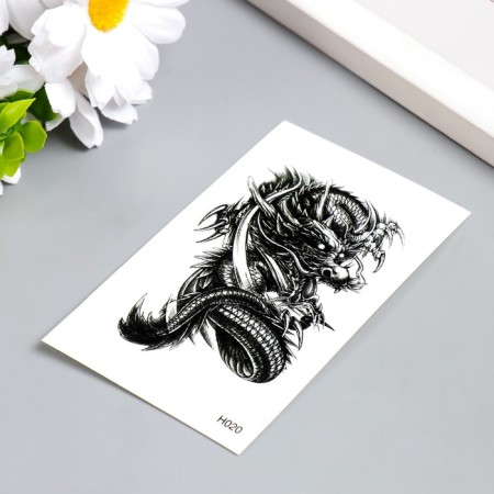 Black Black Dragon Black Tattoo 10.5x6 cm-1