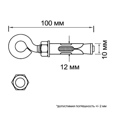 Steelrex anchor bolt, with a ring, galvanized, 12x100 mm, 25 pcs-1