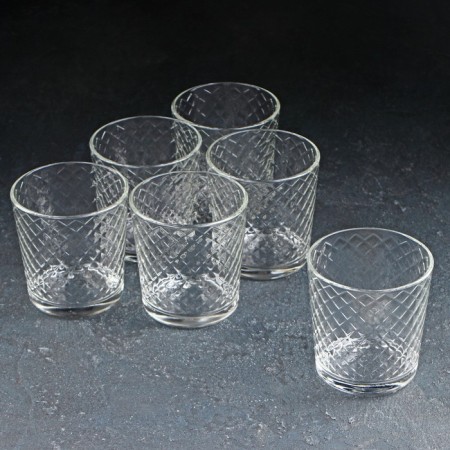 Set of glass glasses "Crystal", 250 ml, 6 pcs