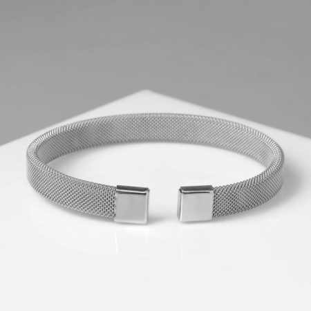 Bracelet Metal "Athena" weaving, color silver-1