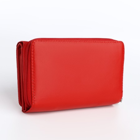 Women's wallet on the button, red color-1