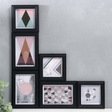 Photo frame in 6 photos 10x10, 10x15 cm "collage" black set 6 pcs 25x33.5x8 cm-1