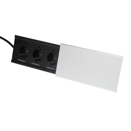 Block Roset into the table, sliding cover, 10a, 3 sockets, wire 1.8 m, silver-2