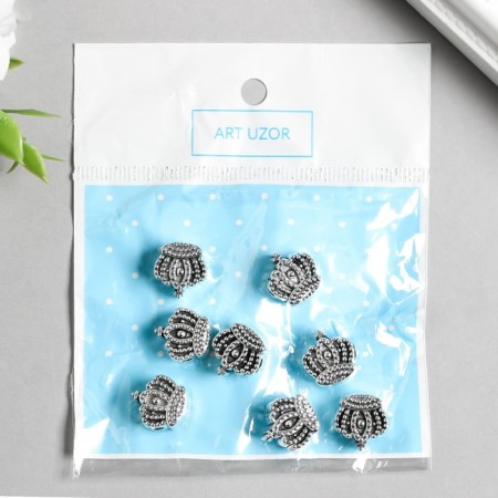 Bead for creativity Metal "Crown" silver 1.3x1.2 cm-2