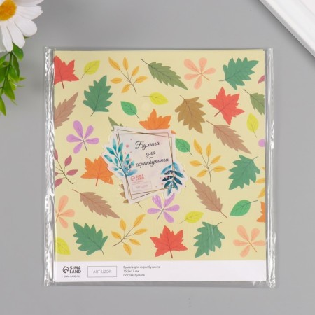 Scrapbooking paper bilateral "leaves" density 180 grams set 10 pcs 15.5x17 cm-5