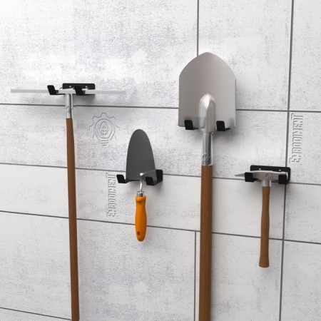 Holder for storage of garden inventory, wall, black