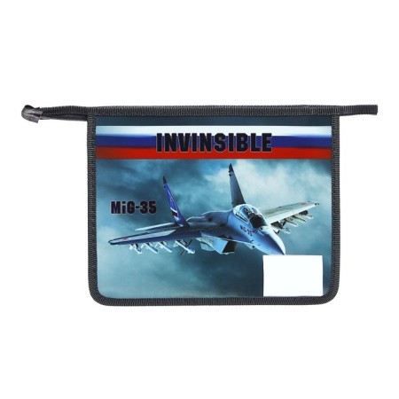 Folder for notebooks A5, 245 x 195 x 50 mm, lightning from above, to 80shk5 "MiG 35 aircraft", laminated cardboard/textiles-2