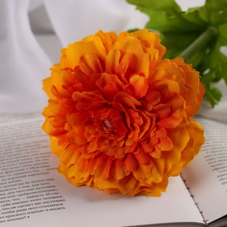 Artificial flowers "chrysanthemum lux" d-9 cm, 50 cm, orange-1