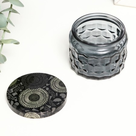 Bank for candles glass with a lid "Sot" gray 5x7x7 cm, mix-2