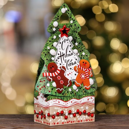 Gift box "Christmas tree with gingerbread", 15.7 x 9.5 x 22.5 cm