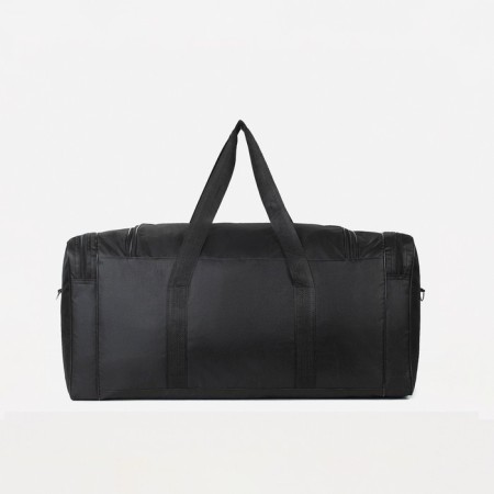 Road bag, 3 parts on zippers, external pocket, long belt, black color-1