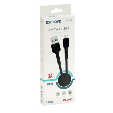 EXPLOYD EX-K-1261, Lightning-USB, 3 A, 1 m, charging/data transfer, silicone, black-3