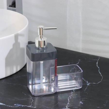 A soap dispenser with a stand, 15.5 × 7.3 × 19 cm, the color is transparent/gray-1