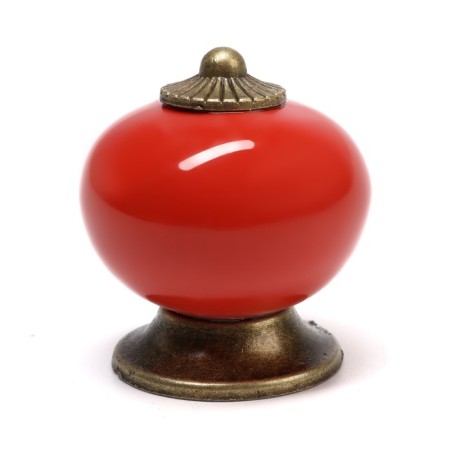 Pen button Dome Ceramics 003, ceramic, red