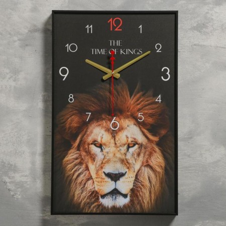 Carty clock is wall-mounted, interior "lion", smooth move, 57 x 35 x 4 cm