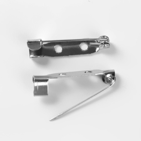The base for brooches, 2 holes, 25 mm, 10 pcs, silver color-2