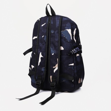 Young backpack from textiles on lightning, 4 pockets, blue color-1