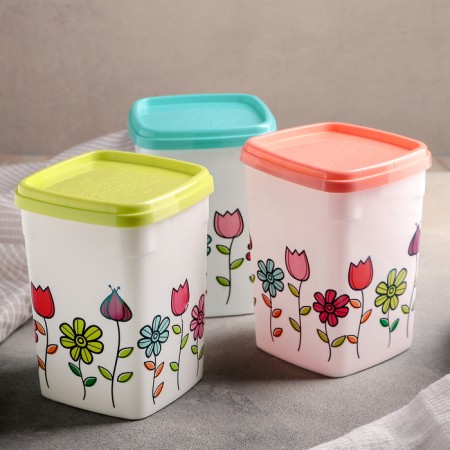 A set of cans for bulk "flower beds", 500 ml, 3 pcs, color mix-3