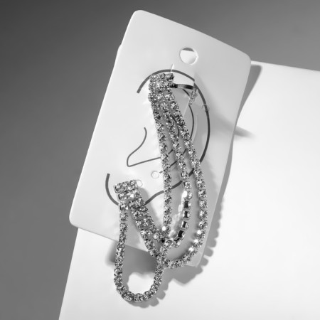 Earring "Kaff" hanging threads, white color in silver-3