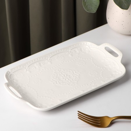 Ceramic share "Susan", 25 × 14.5 cm, white color-1