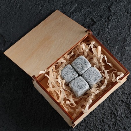 Stones for whiskey in a wooden box "Be No. 1 in the New Year", 4 pcs-2