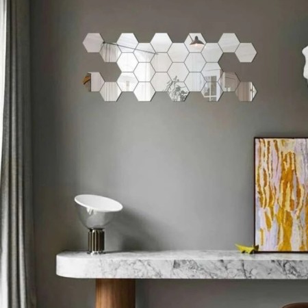 Interior stickers "honeycomb", mirror, wall decor, set 21 pcs, pcs 8 x 7 cm-2
