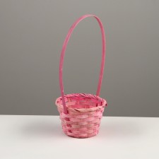 Wicker basket, D13 x H9.5/28cm, bamboo, light pink