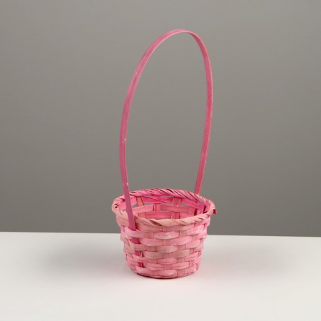 Wicker basket, D13 x H9.5/28cm, bamboo, light pink