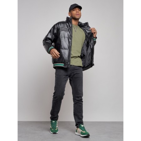 Eco -leather jacket men, size 48, black color-10