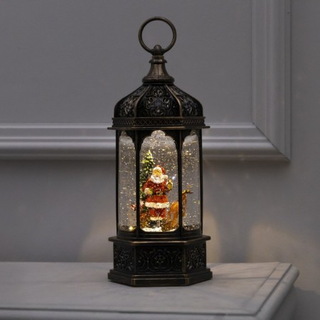 LED figure “Lantern with Santa Claus” 13 × 28.5 × 12 cm, plastic, AAX3 batteries (not in the kit), USB, glow warm white