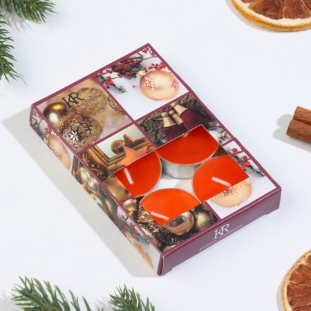 Set of tea candles aromatic, 6 pcs, tangerine-3