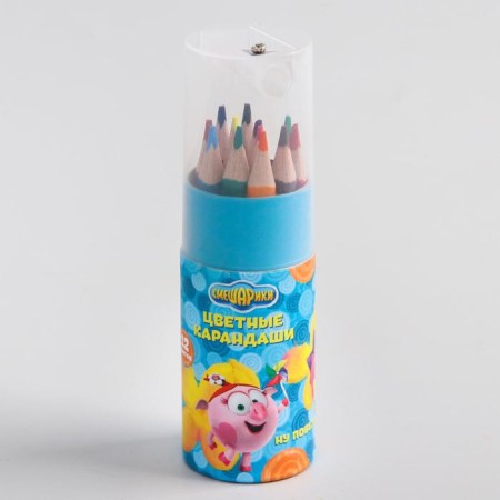 Colored pencils in a tube, 12 colors, trihedral, Smeshariki-4