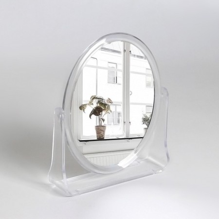 The mirror of the desktop "oval", a bilateral, mirror surface is 11 × 14 cm, the color is transparent