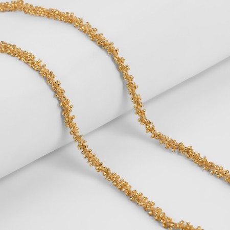 Decorative braid with beads, 6 mm, 2.7 ± 0.5 m, gold color