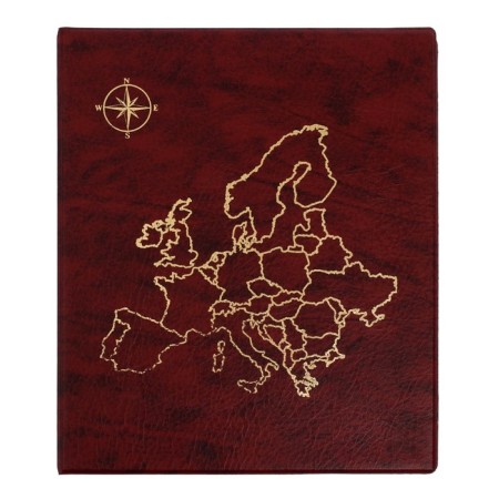 Album for coins on rings, Optima format 230 x 265 mm Calligrata "Map", includes up to 20 sheets, covering artificial leather, brown