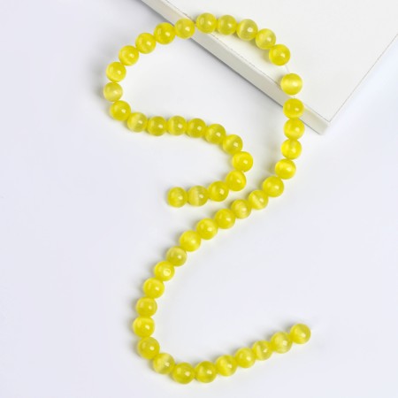 Busins ​​made of natural stone "Cat Eye" set of 50 pcs., Size 1 pc. - 8 mm, yellow-2