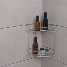 Bathroom shelf for the bathroom 2-tier slim, 18 × 25 × 25 cm, color chromium