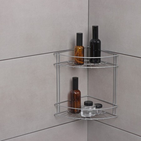 Bathroom shelf for the bathroom 2-tier slim, 18 × 25 × 25 cm, color chromium