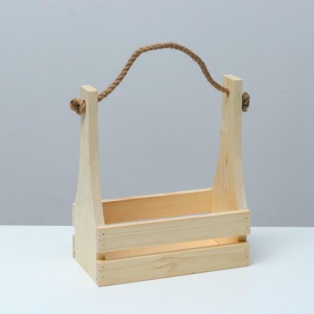 Wooden Kashpo 25 × 13.5 × 29 (9) cm, handle rope, with a slot-1