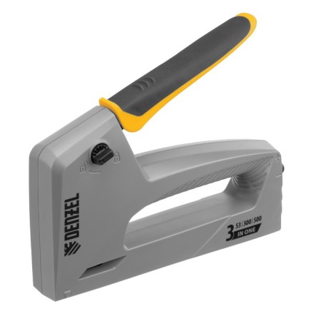 Furniture stapler Denzel 40213, plastic case, types of brackets 53, 300, 500