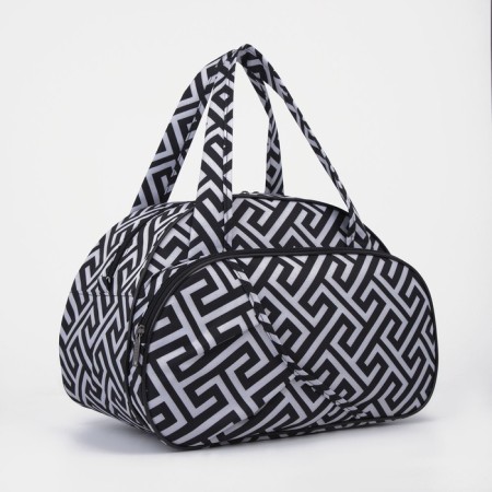 Road bag with lightning, external pocket, white/black color