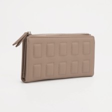 Women's wallet on the button, beige color